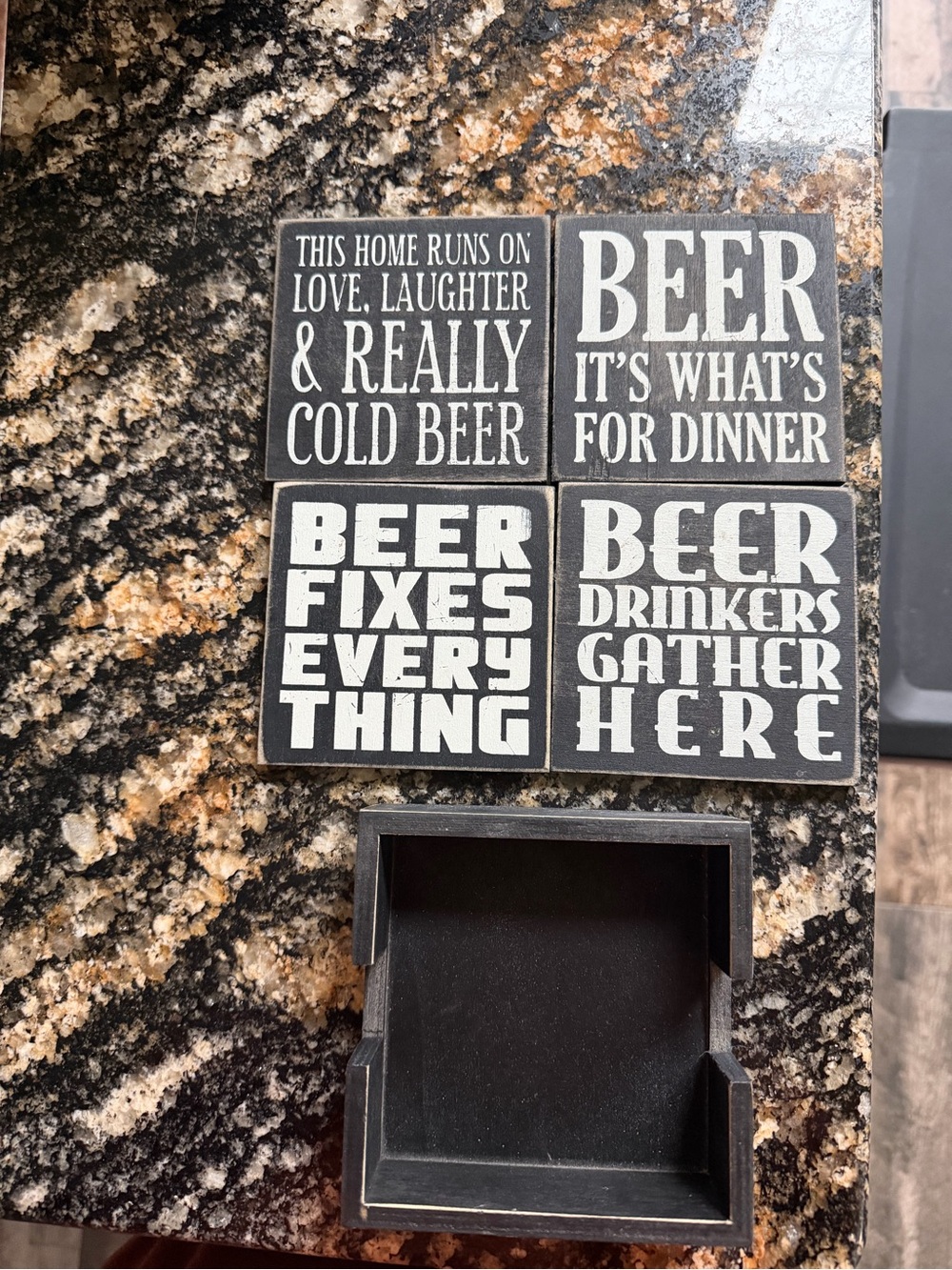 Beer-Themed Black and White Coaster Set - Home Dining